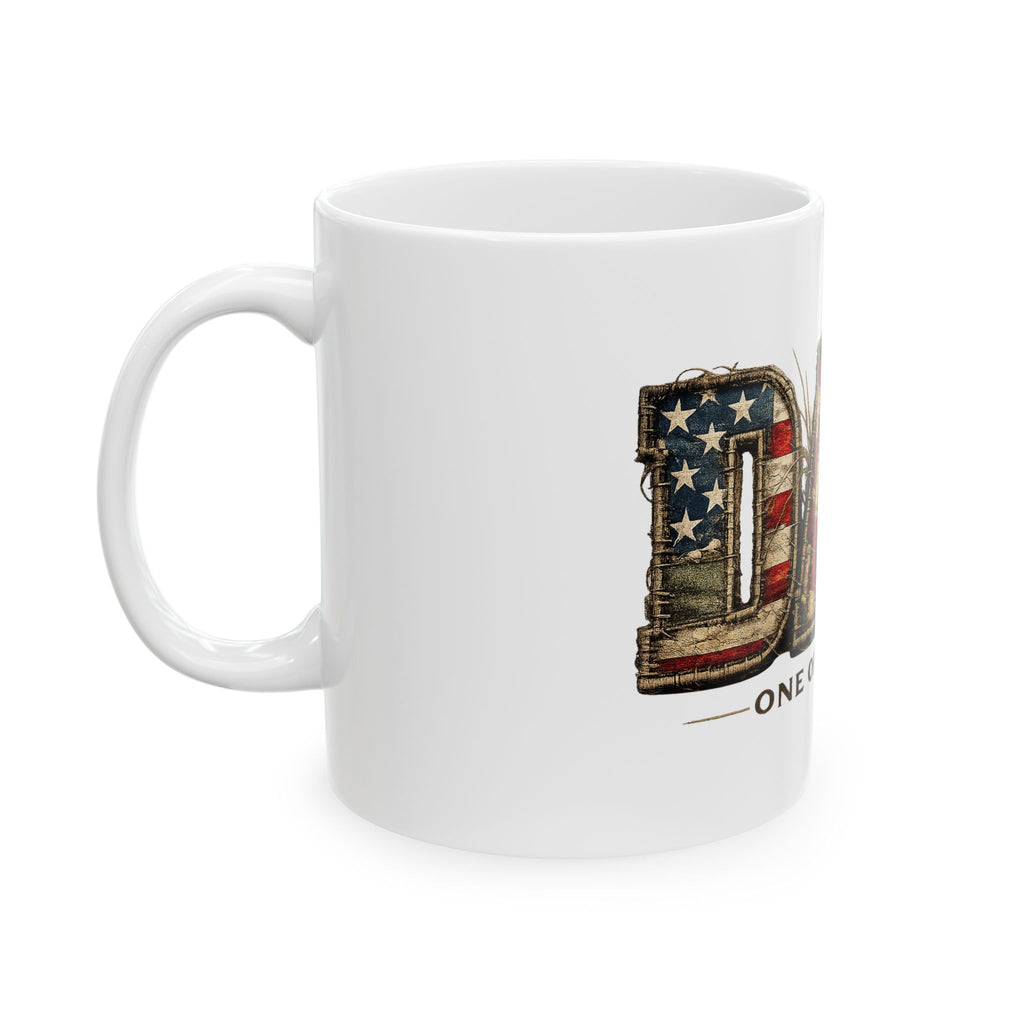 Dad One of a Kind Ceramic Mug — Patriotic Camo Coffee Cup (11oz & 15oz)