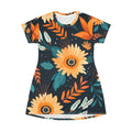 Sunflower Floral T-Shirt Dress — All-Over Print Summer Sundress