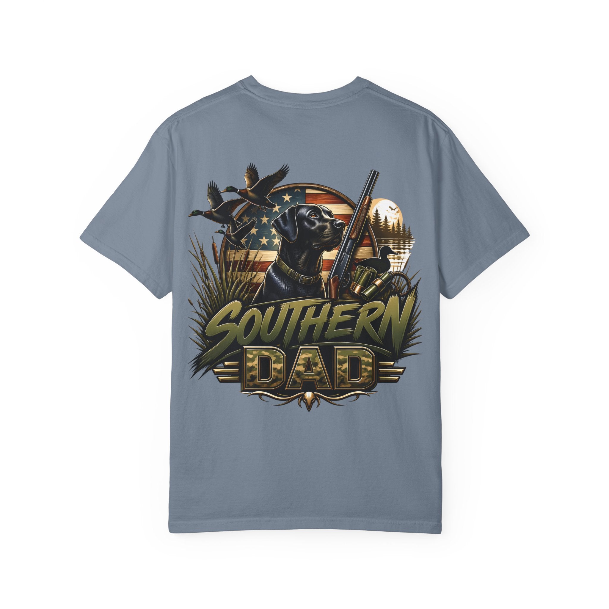 Southern Dad T-Shirt — Hunting Labrador & American Flag Graphic