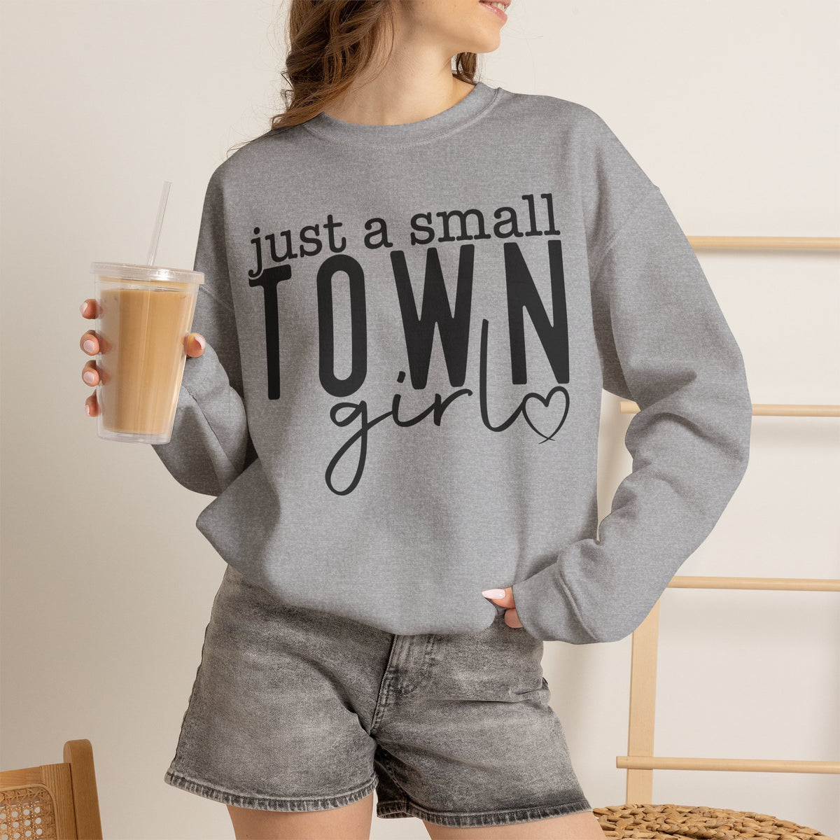 Just a Small Town Girl Sweatshirt — Cozy Graphic Crewneck