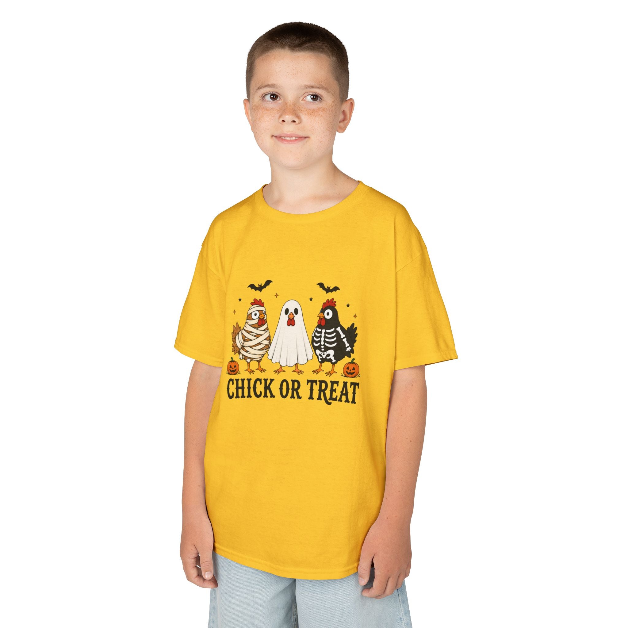 Kids Halloween Tee — "Chick or Treat" Costume Chickens