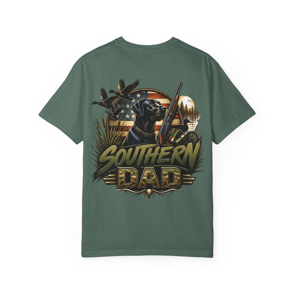 Southern Dad T-Shirt — Hunting Labrador & American Flag Graphic