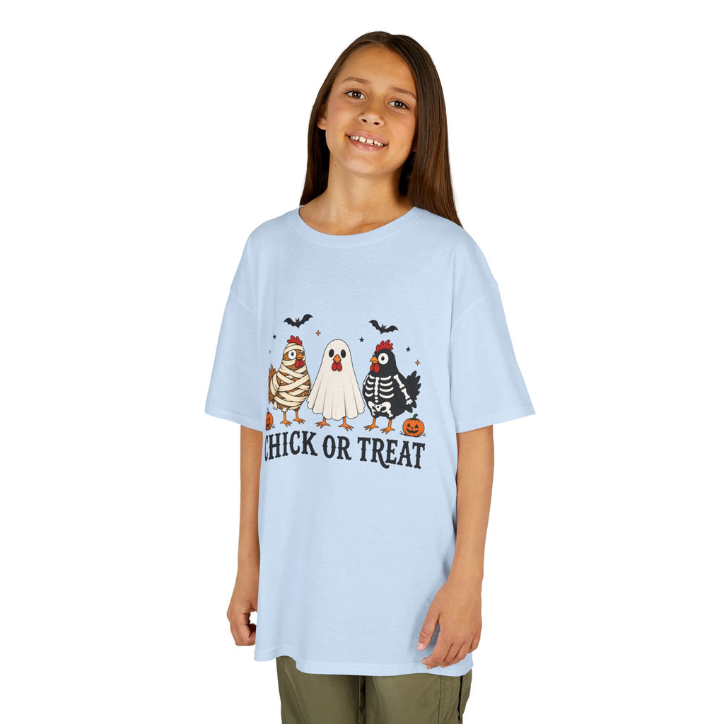 Kids Halloween Tee — "Chick or Treat" Costume Chickens