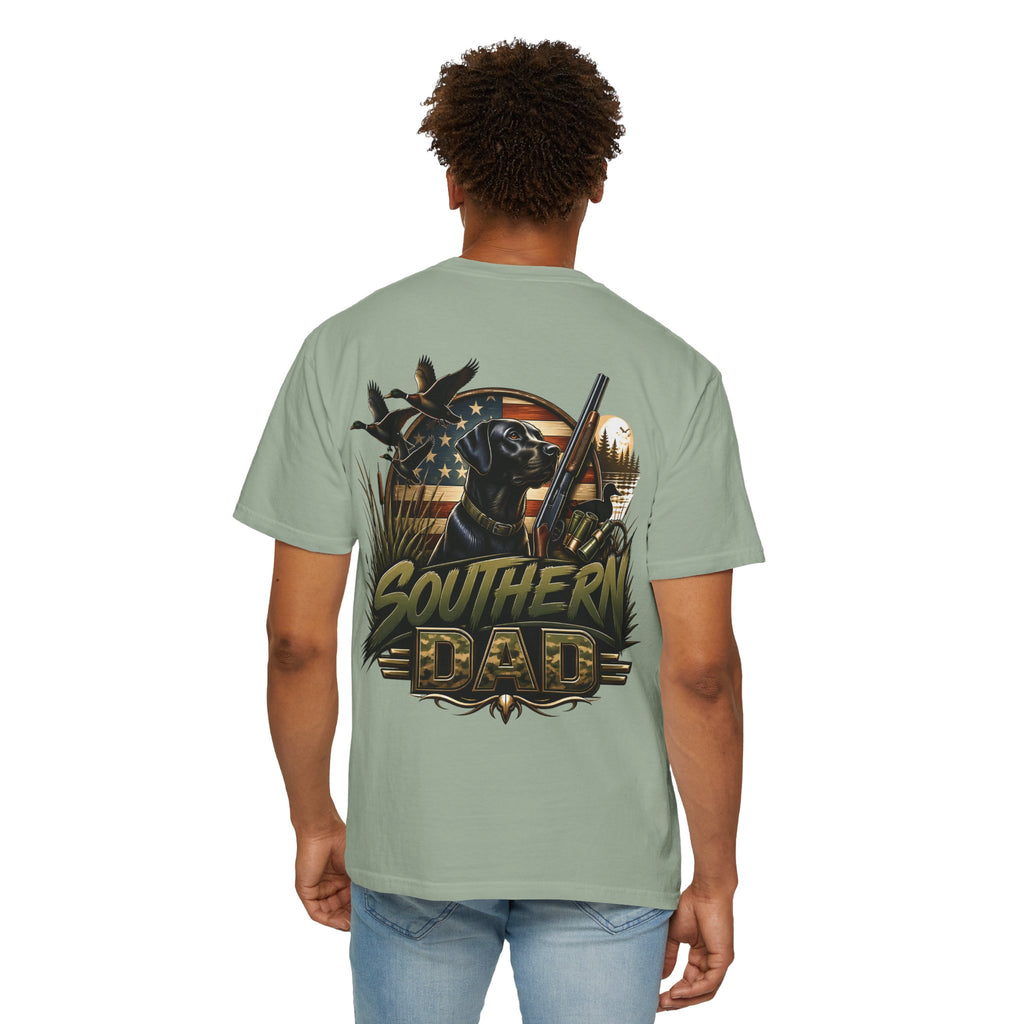 Southern Dad T-Shirt — Hunting Labrador & American Flag Graphic
