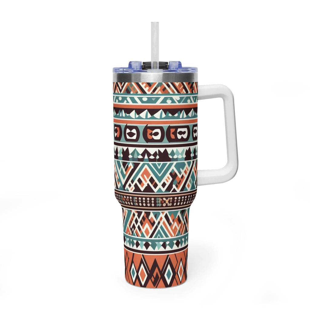 40oz Aztec Thermal Tumbler – Insulated Travel Cup with Handle