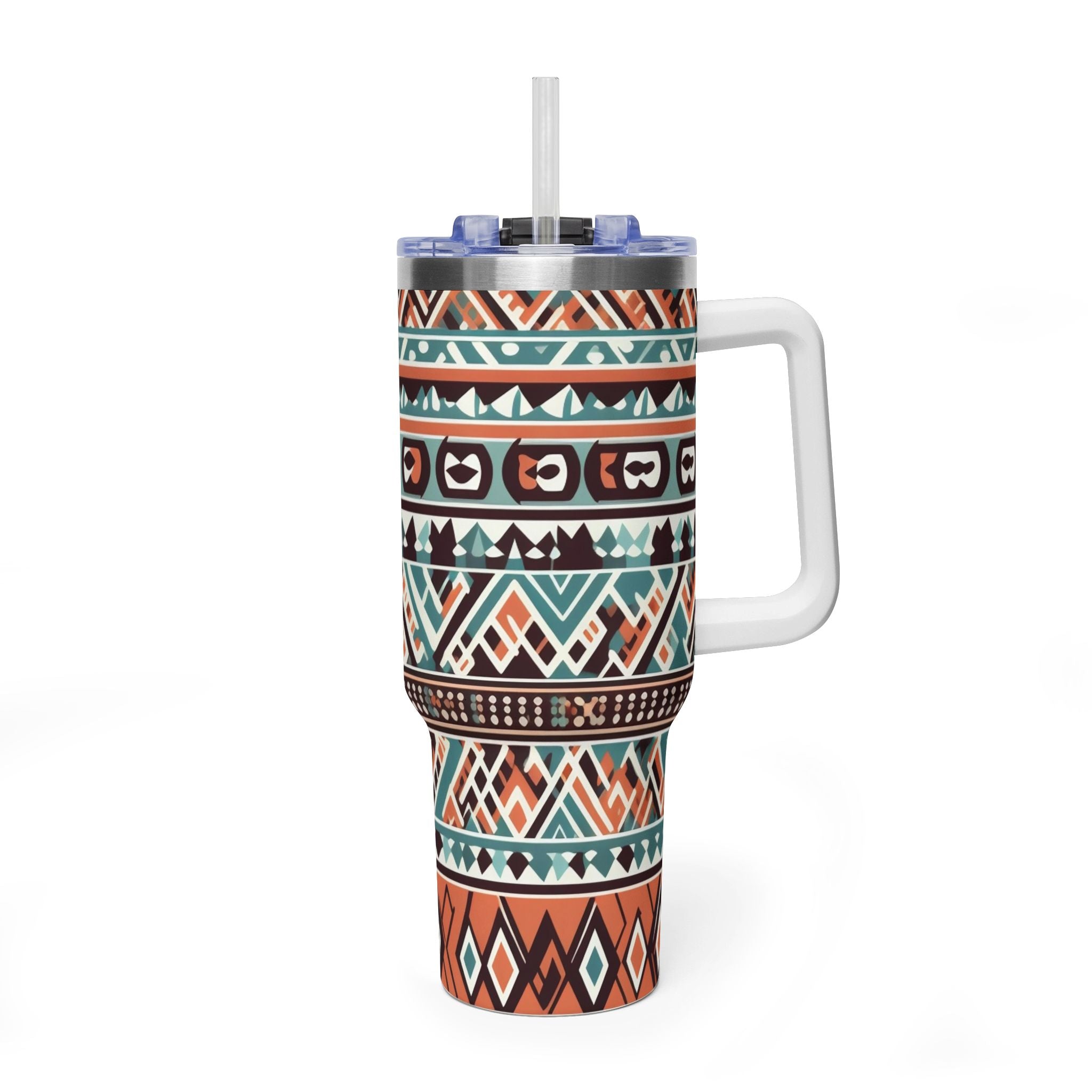 40oz Aztec Thermal Tumbler – Insulated Travel Cup with Handle