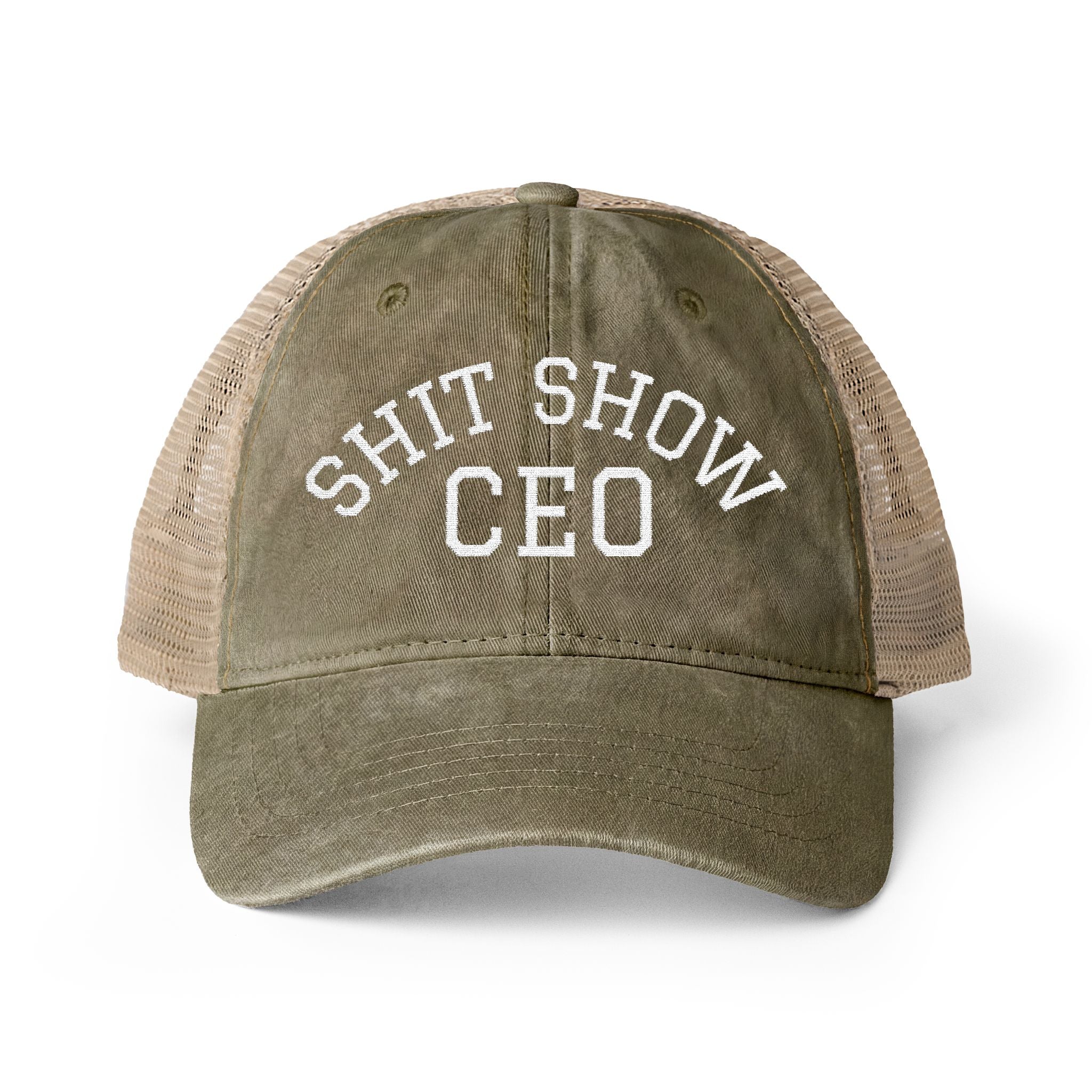 Women's Washed Mesh-Back Cap with Ponytail Hole