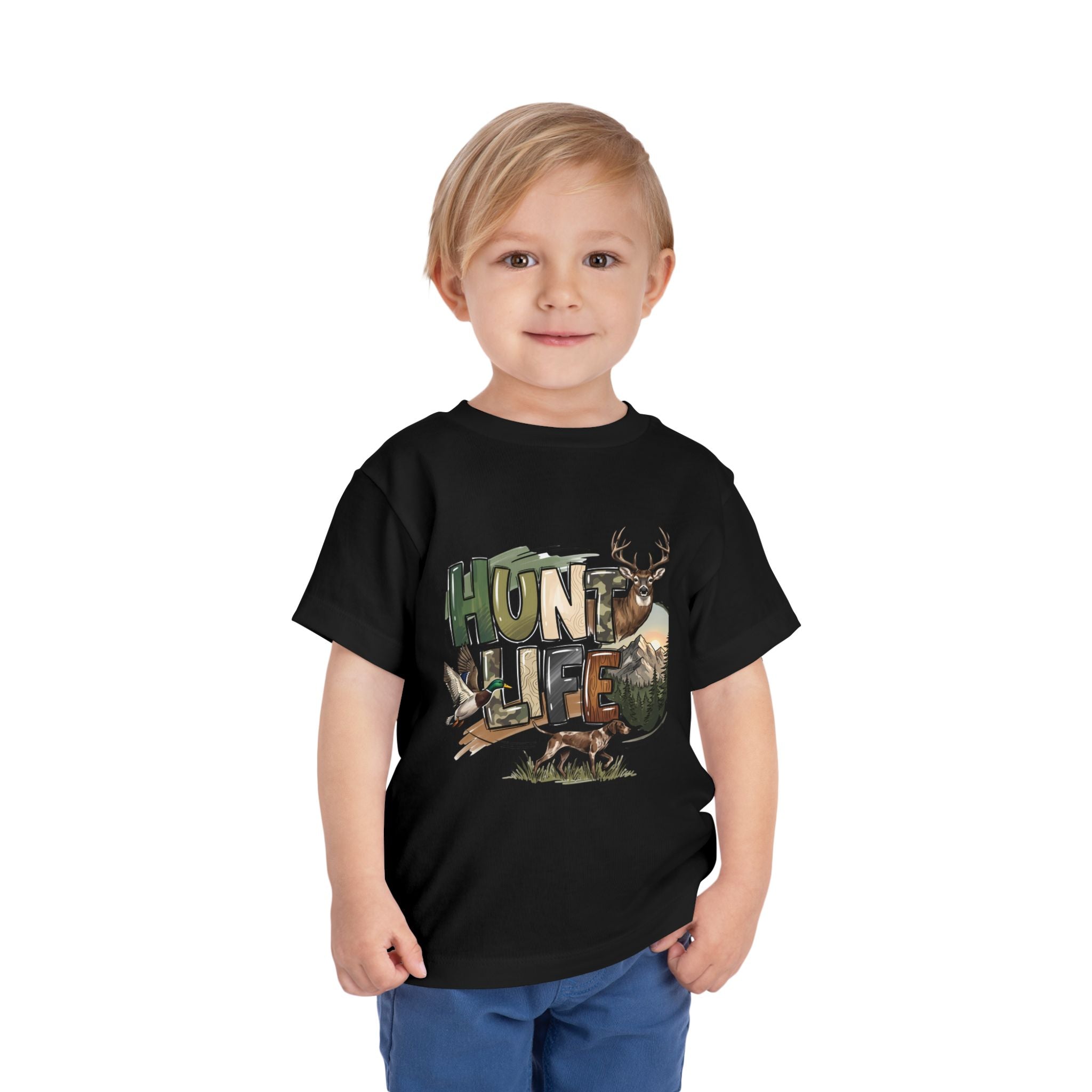 Toddler Tee — "Hunt Life" Woodland Deer & Fox Kids Shirt