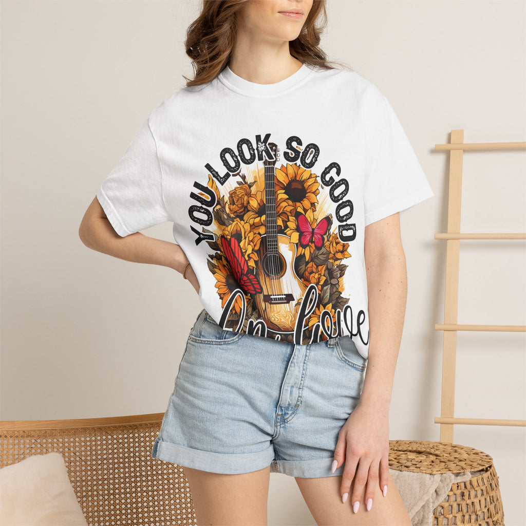 You Look So Good I'm In Love Guitar Floral T-Shirt