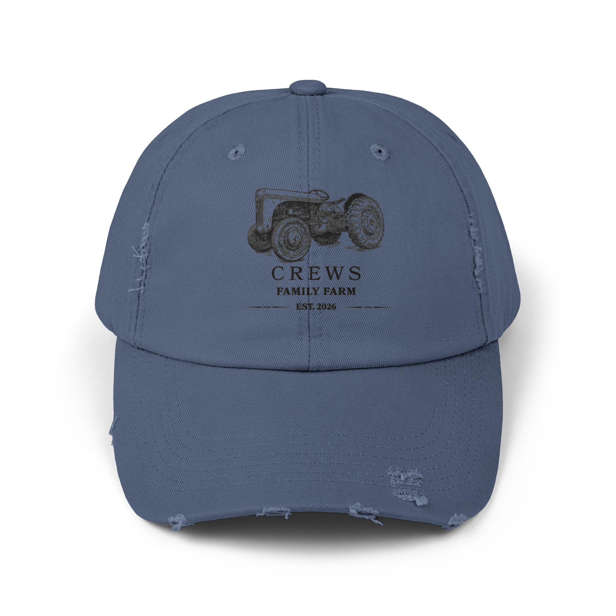 Distressed Tractor Cap — "Crews Family Farm" Vintage Farmers Hat