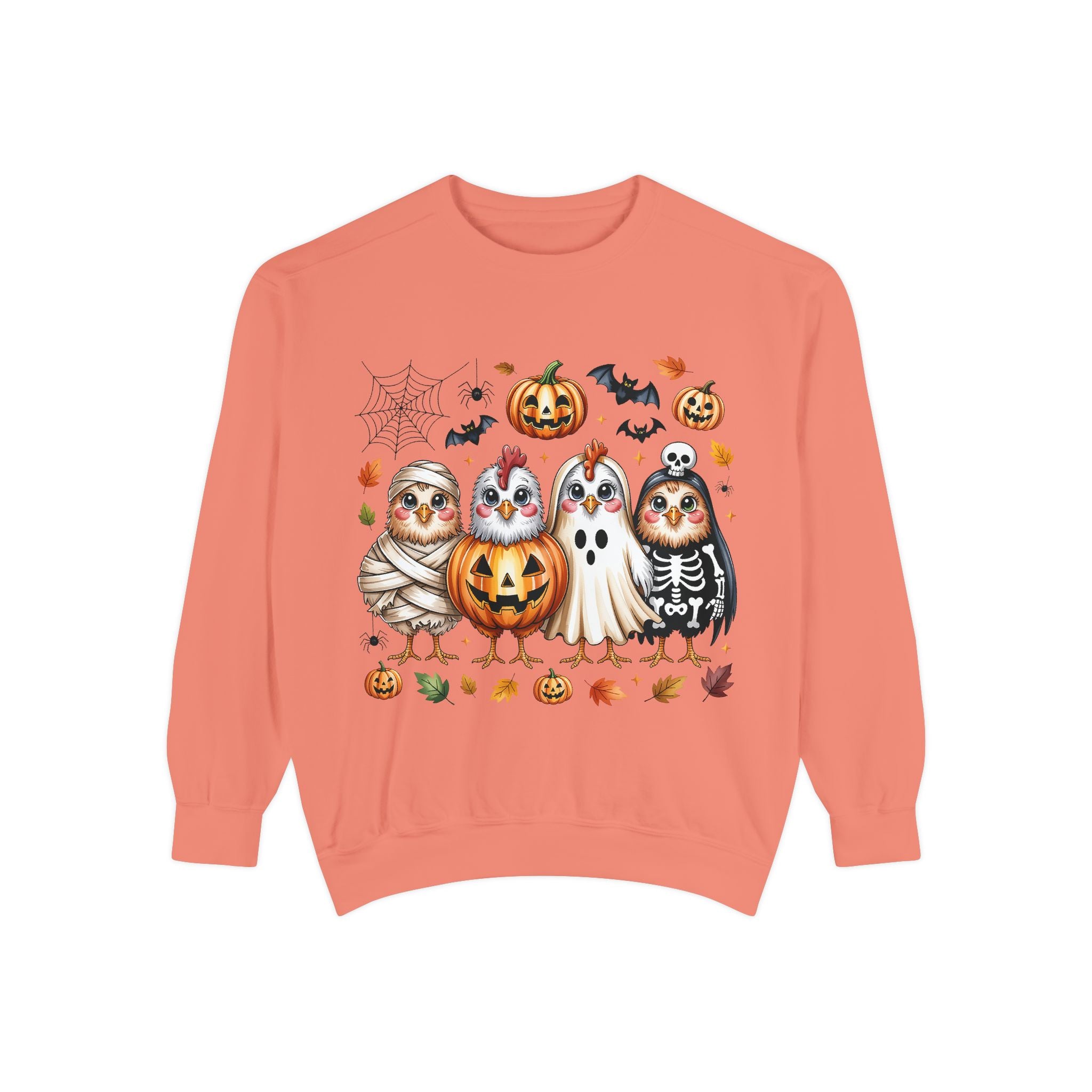 Halloween Chicken Sweatshirt — Cute Spooky Chickens in Costumes with Pumpkin & Ghost Design