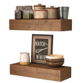 ROOREVO Wall Floating Shelves Rustic Wood Wall Shelf Handmade - Wooden Shelves for Bathroom Kitchen Livingroom(Light Walnut 17 Inch - 2 Pack)
