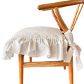 cozymomdeco Korean Made Chair Pad Slipcover 18x18 Chair Cushion Cover Ties with Ruffle Farmhouse Decor NO Cushion Insert Included (Ivory)